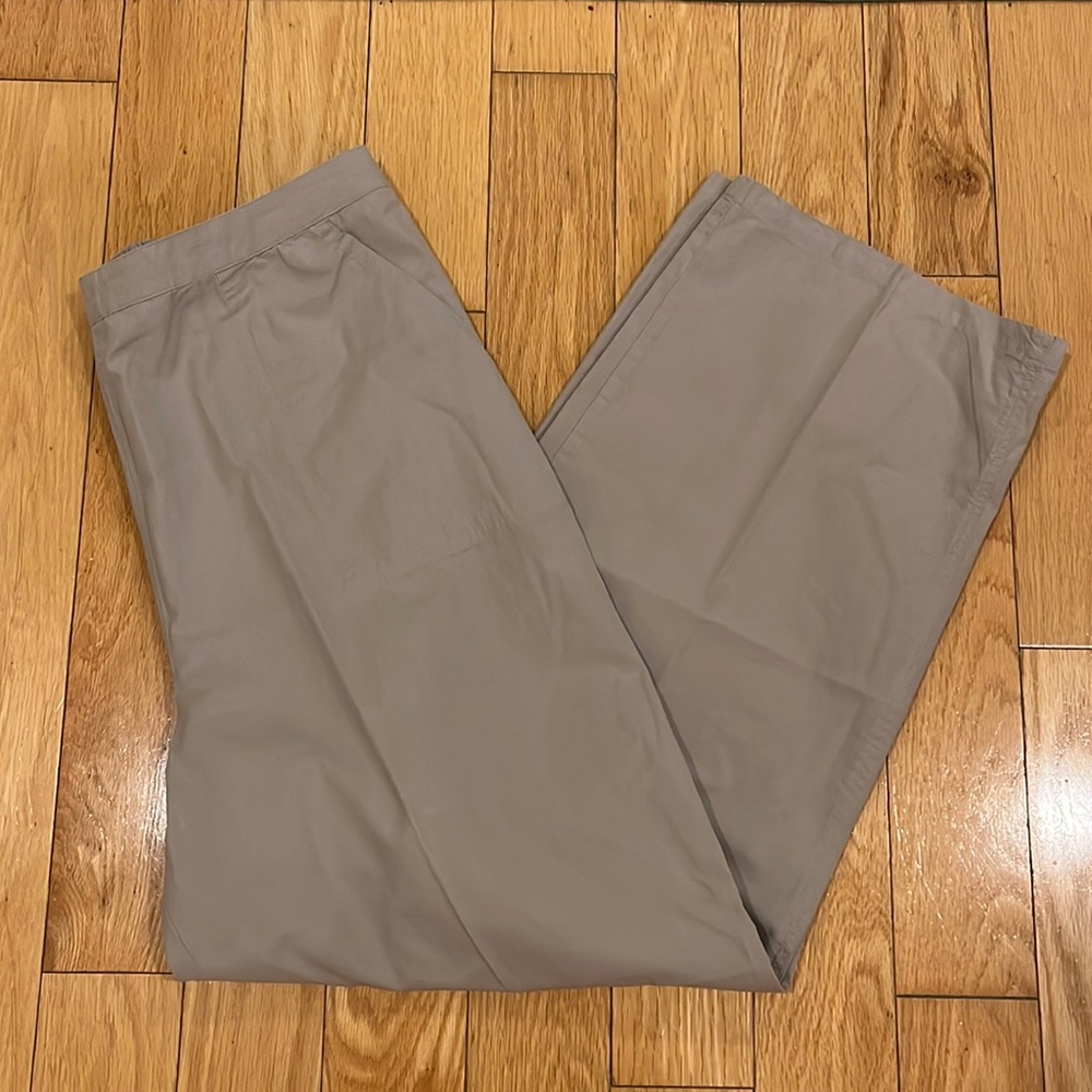 Coldwater Creek Light Gray Taupe High Waisted Cotton Pants Size L